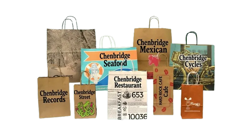 Retail packaging mix: product boxes, shopping bags and mailers from China